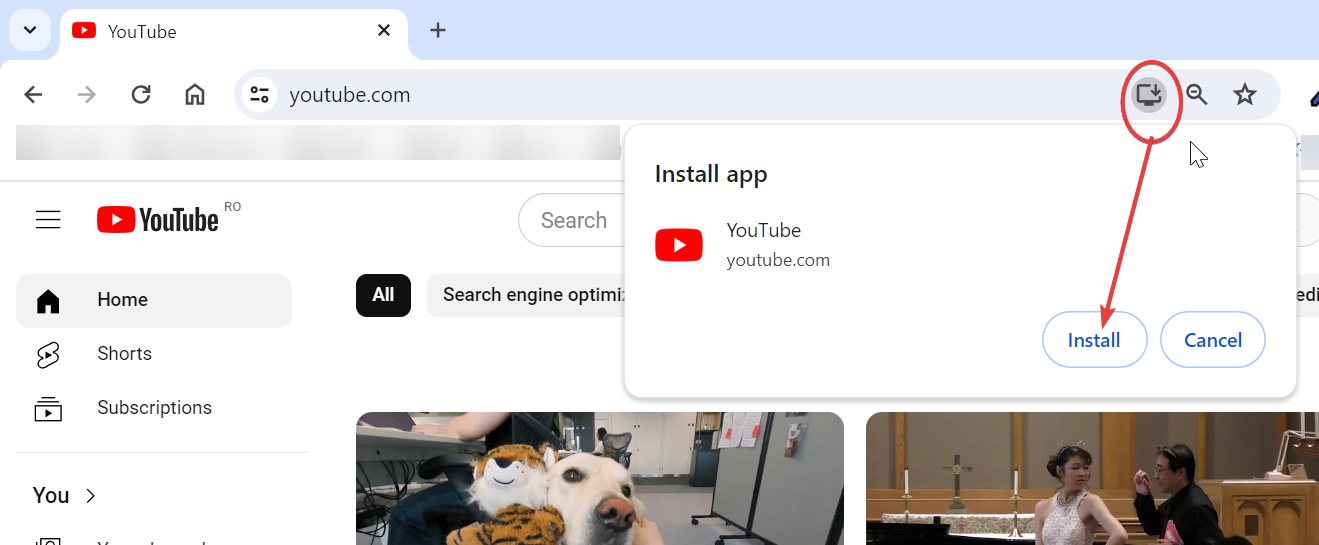 scarica il pulsante YouTube nella barra degli indirizzi di Chrome