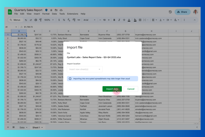 Excel Google Sheets secure import and conversion