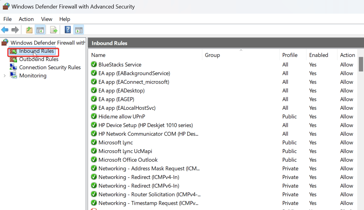 inbound rules