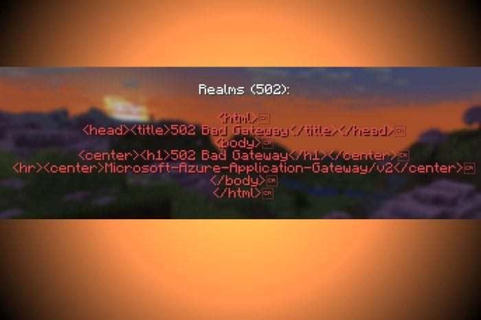 minecraft realms bad gateway error