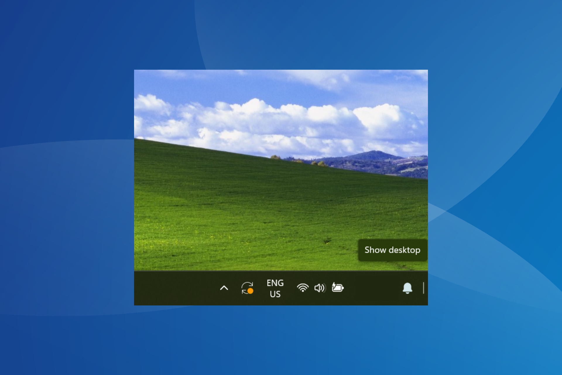 show desktop icon removde from taskbar in Windows 11