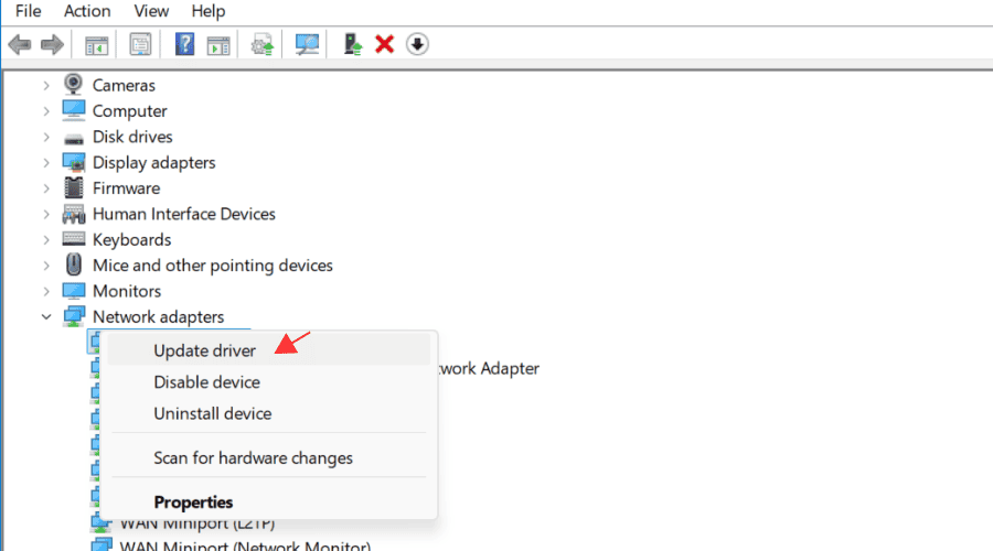 update network adapter driver