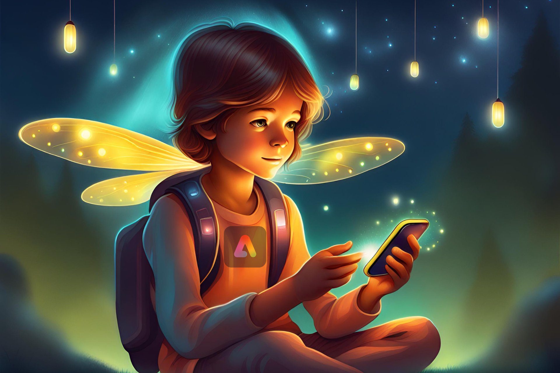 Adobe Express App used by a child holding a phone