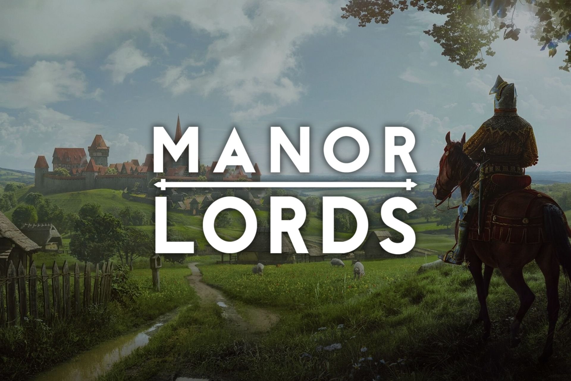 Manor Lords game logo featured on a generic background