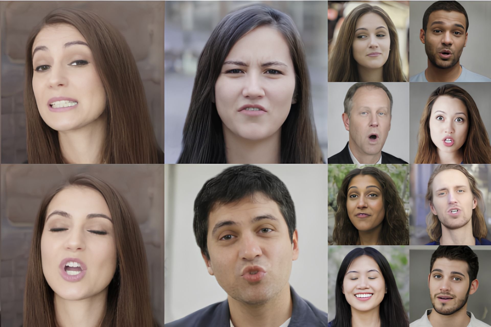 An image featuring various VASA-1 generated faces