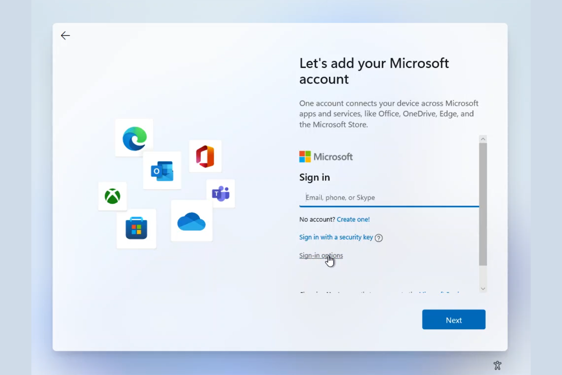Windows 11 forces you to sign into your Microsoft account to continue the setup