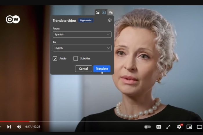 microsoft edge video translation