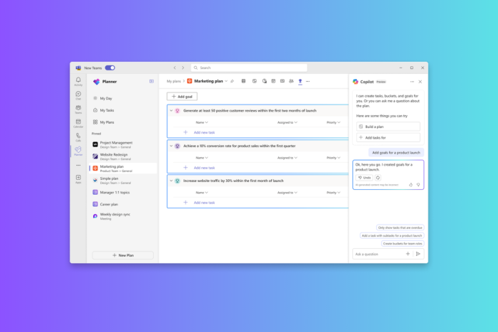 Microsoft Planner in Teams now comes with Copilot in Planner(preview)