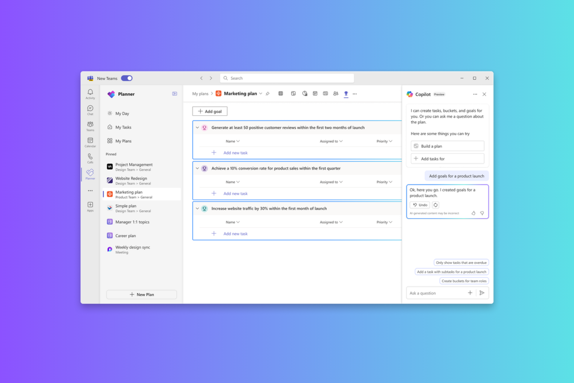 Microsoft Planner in Teams now comes with Copilot in preview