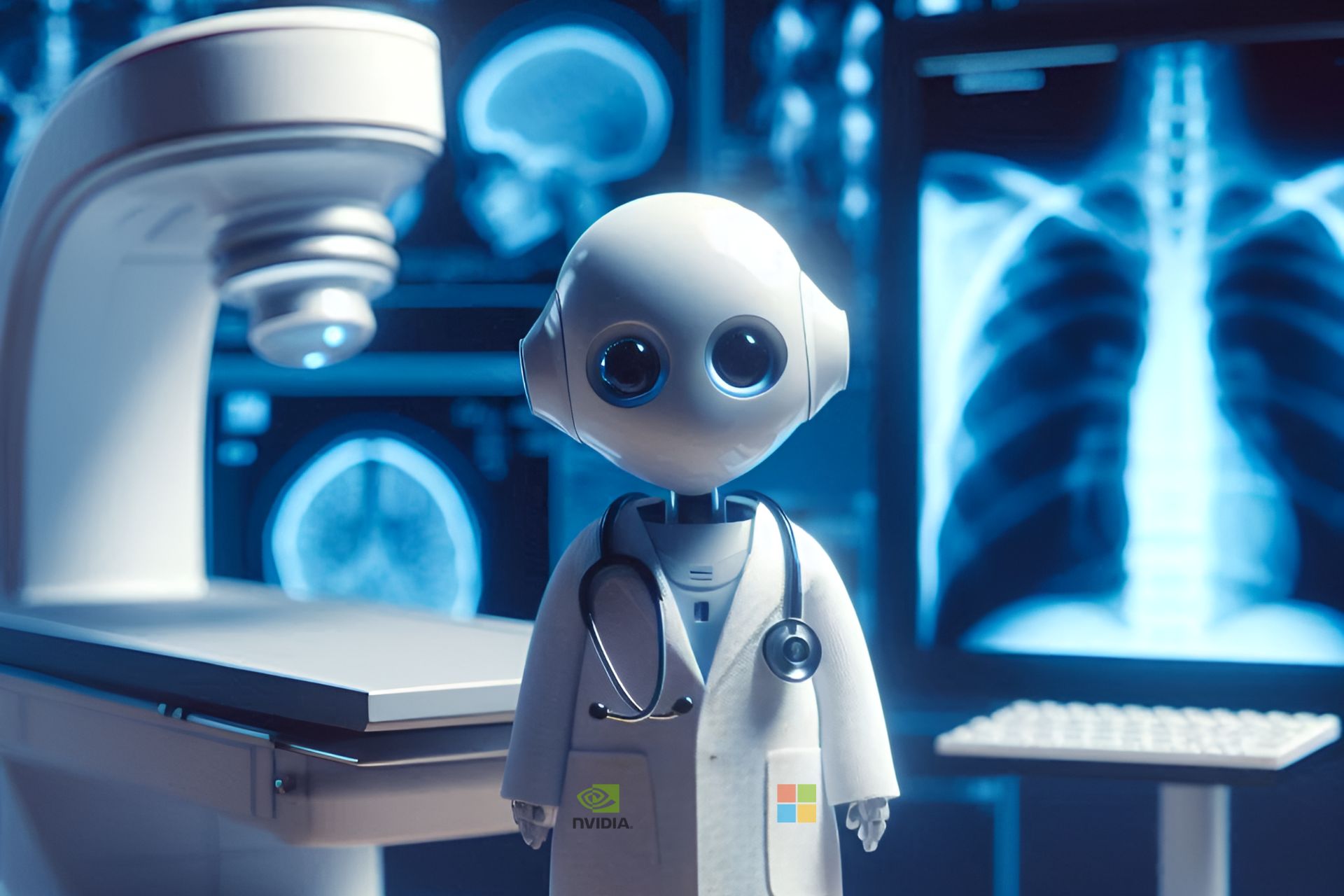 An AI generated image of a healthcare robot made by Nvidia and Microsoft