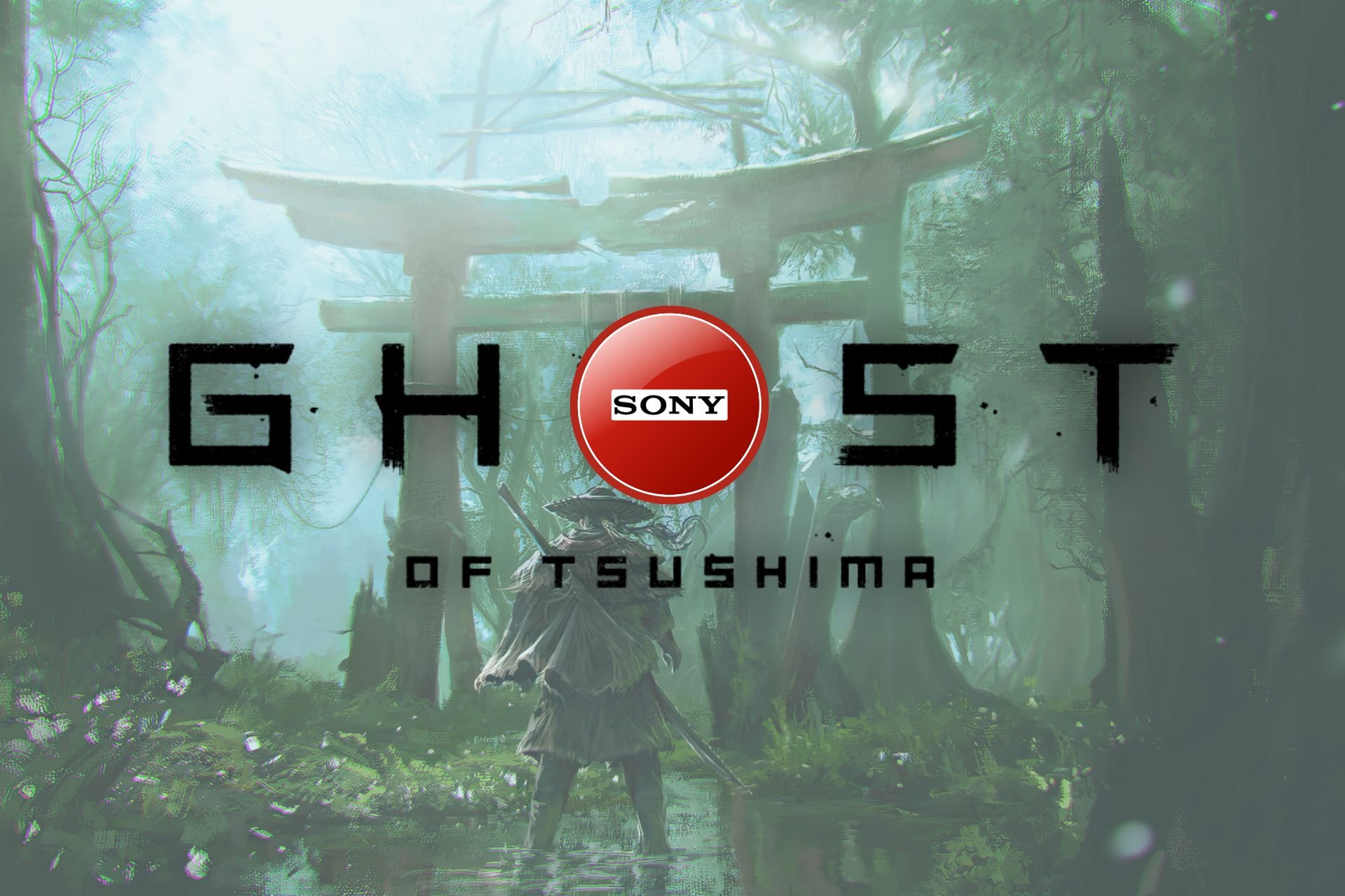 Ghost of Tsushima logo featuring a blocked sign with Sony's logo