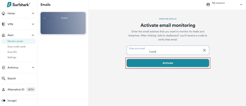Activate email monitoring
