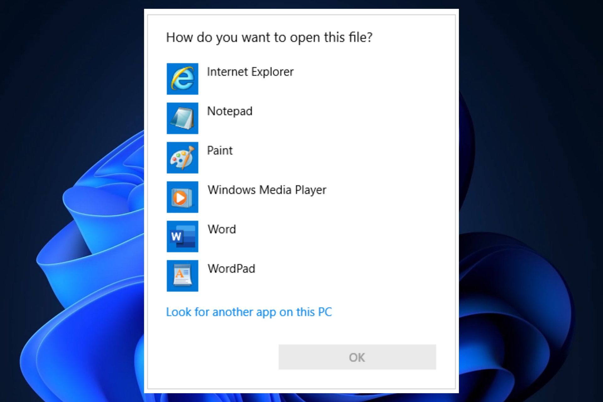 windows 10 open with