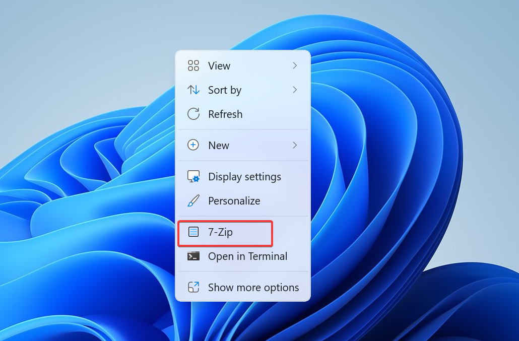7zip in windows 11 context menu