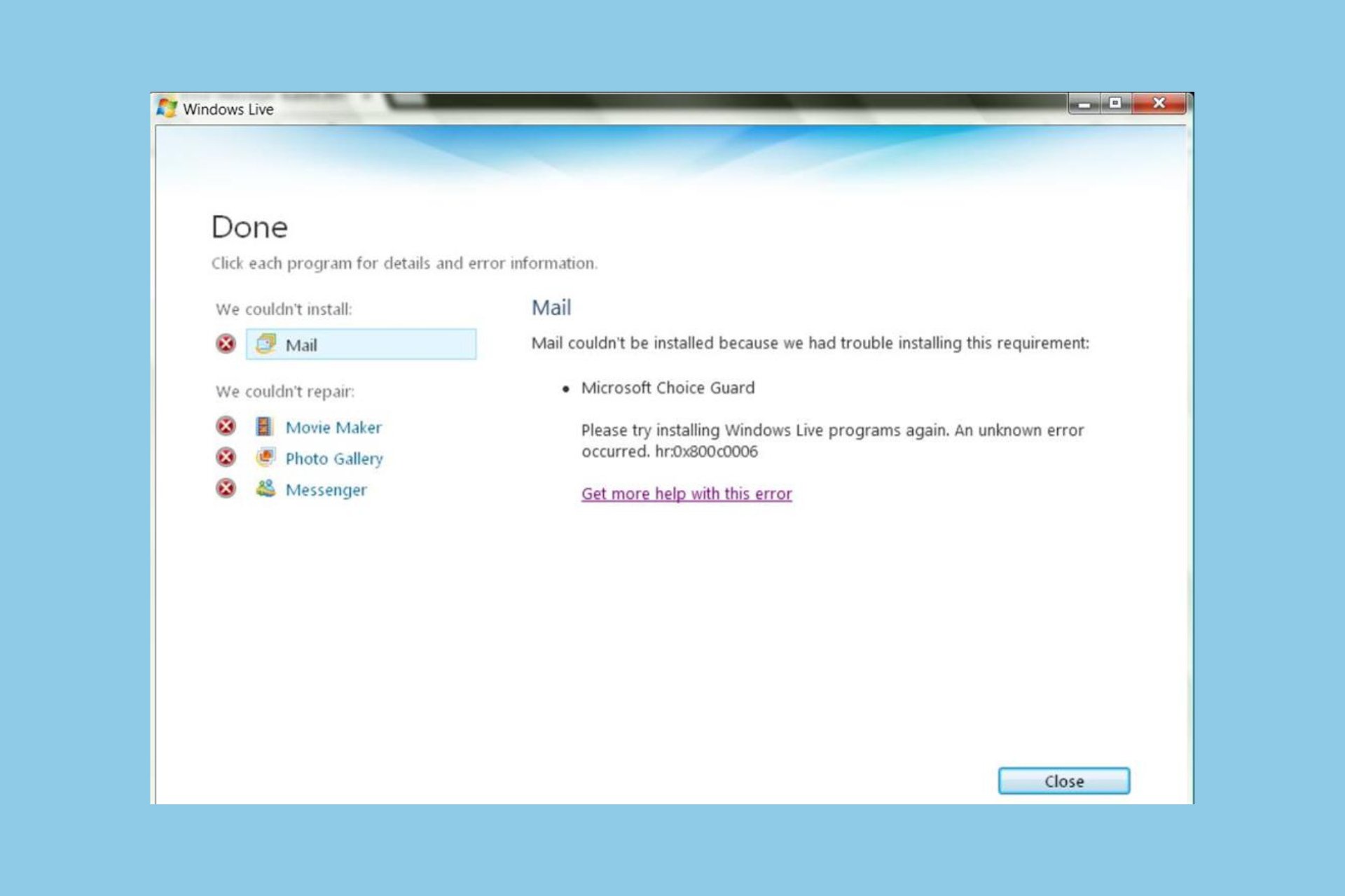 How to fix Windows Live Mail Error 0x800c0006
