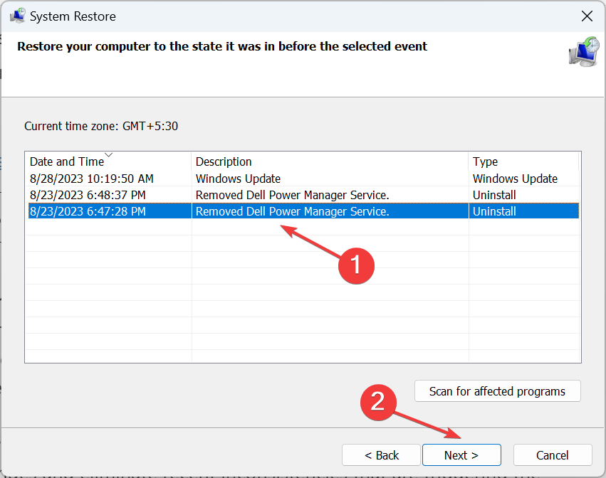 restore to fix services.msc the parameter is incorrect