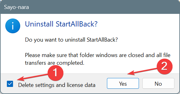 delete settings to fix startallback black screen