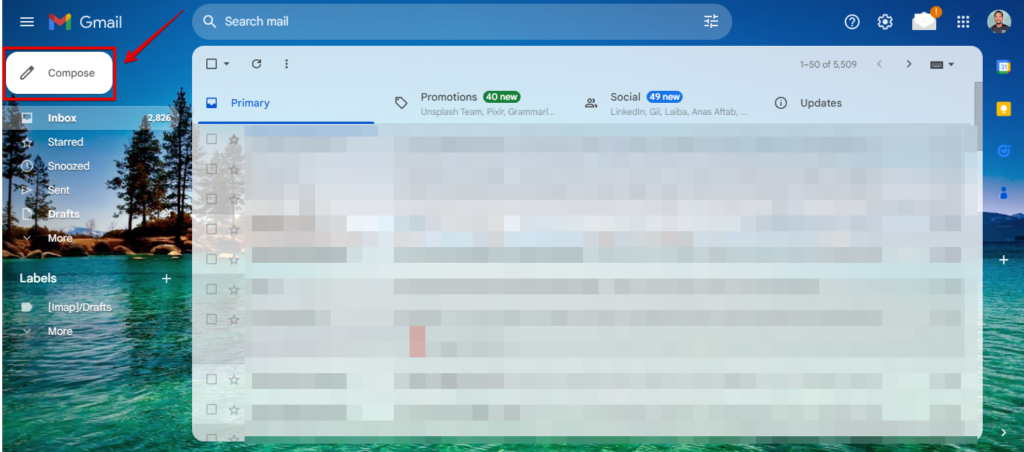 Gmail account on desktop