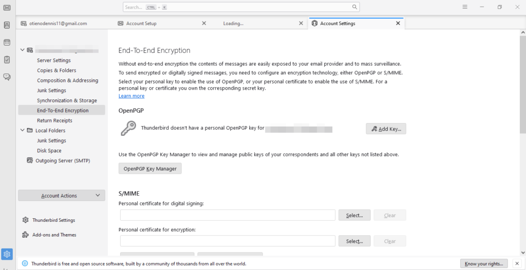 Thunderbird encryption