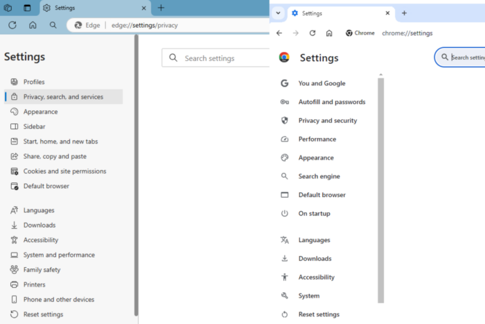 Seems Microsoft is borrowing design cues from Chrome for its Edge settings redesign