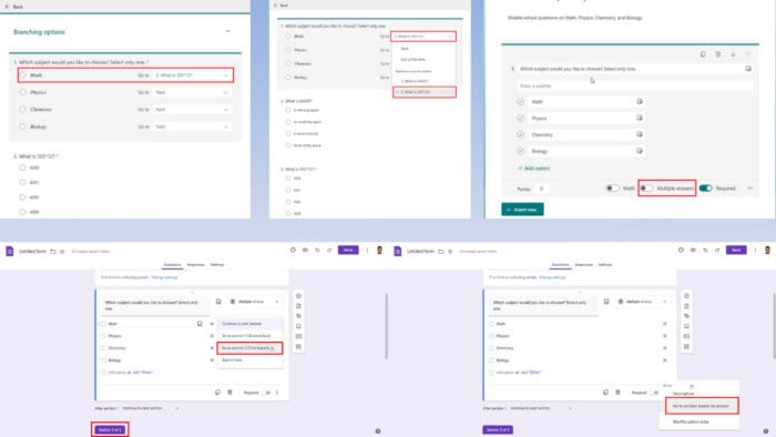 Microsoft Forms Branching Not Working