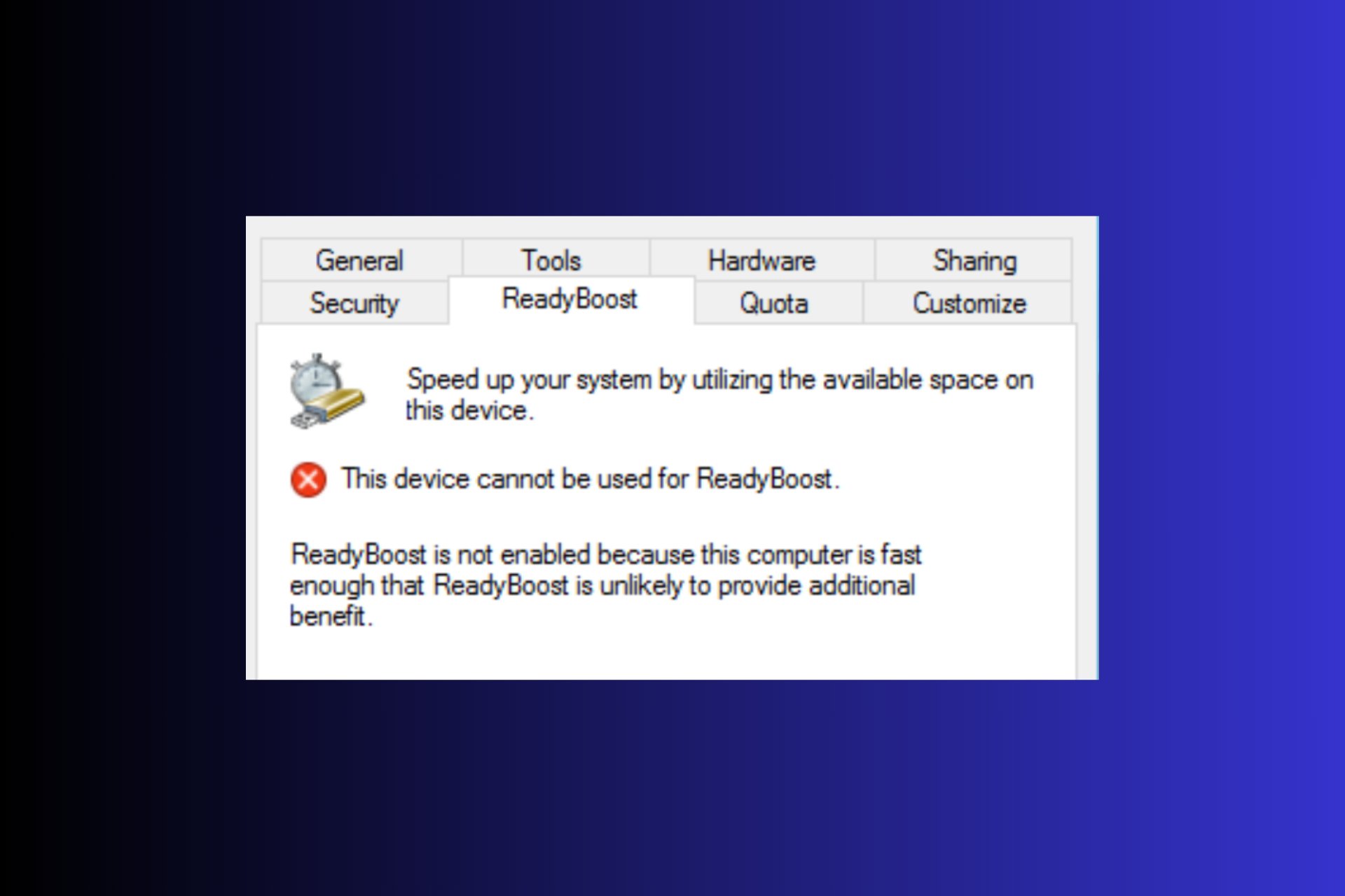 How to fix ReadyBoost This Device Cannot be Used error