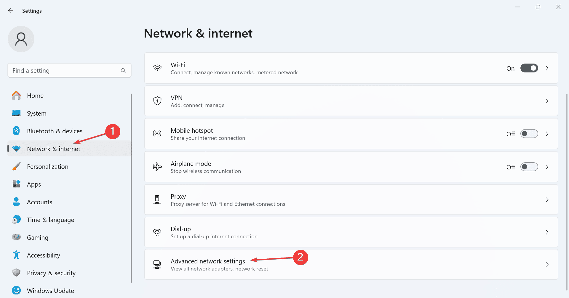 network settings