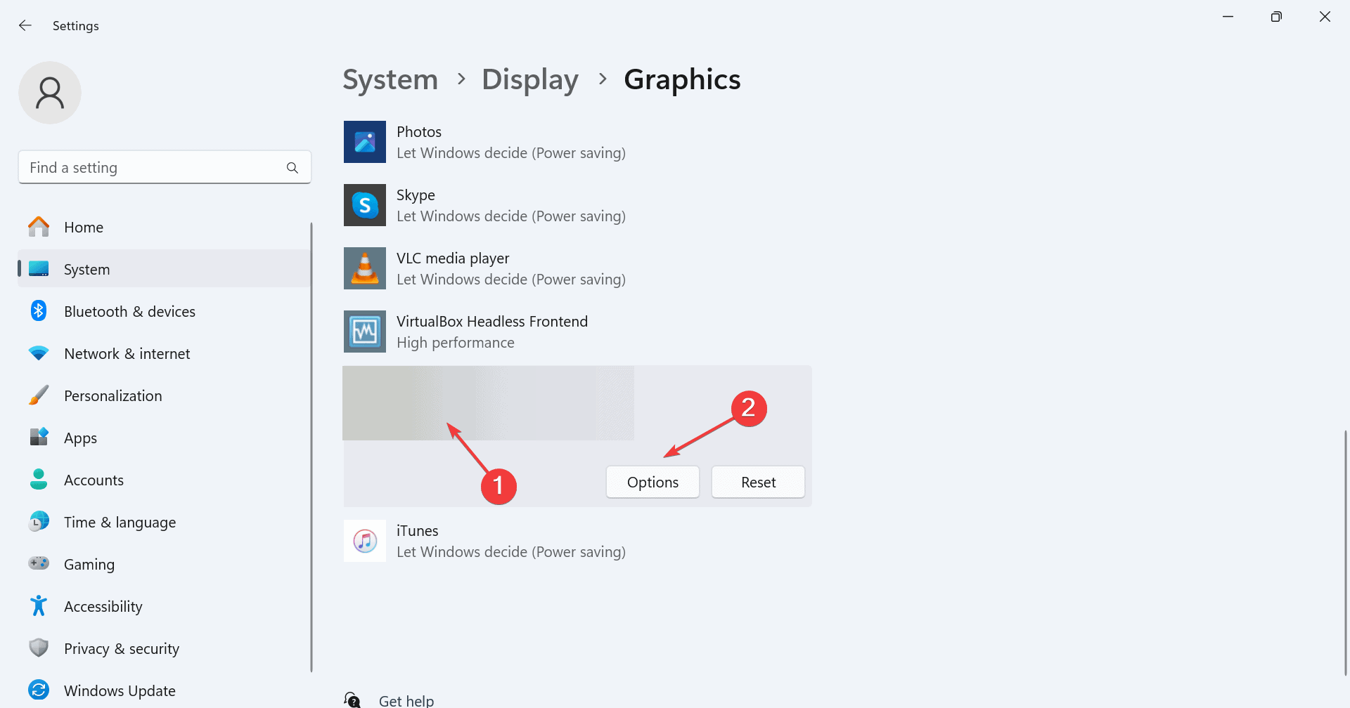 graphics options