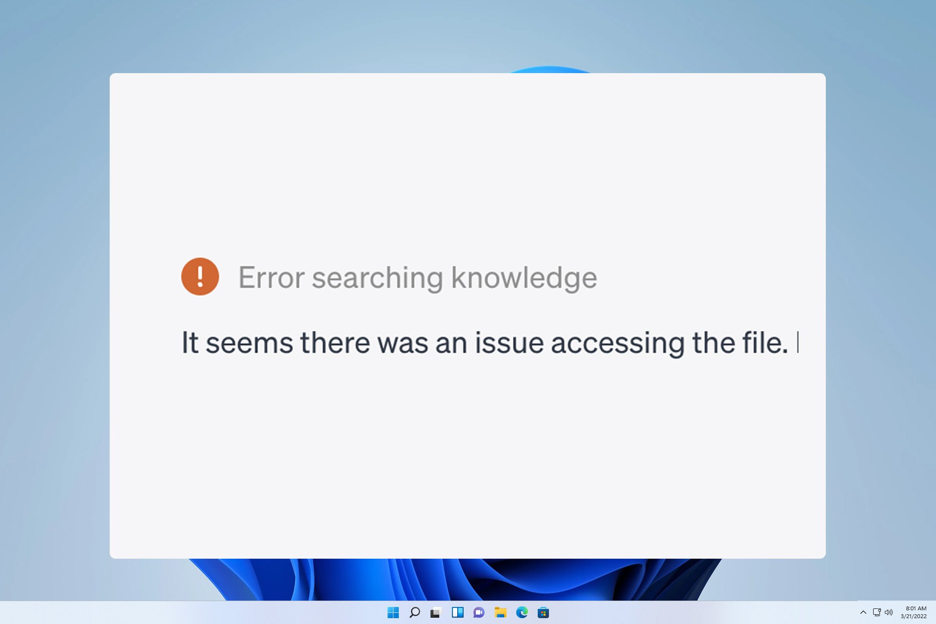 chatgpt error searching knowledge