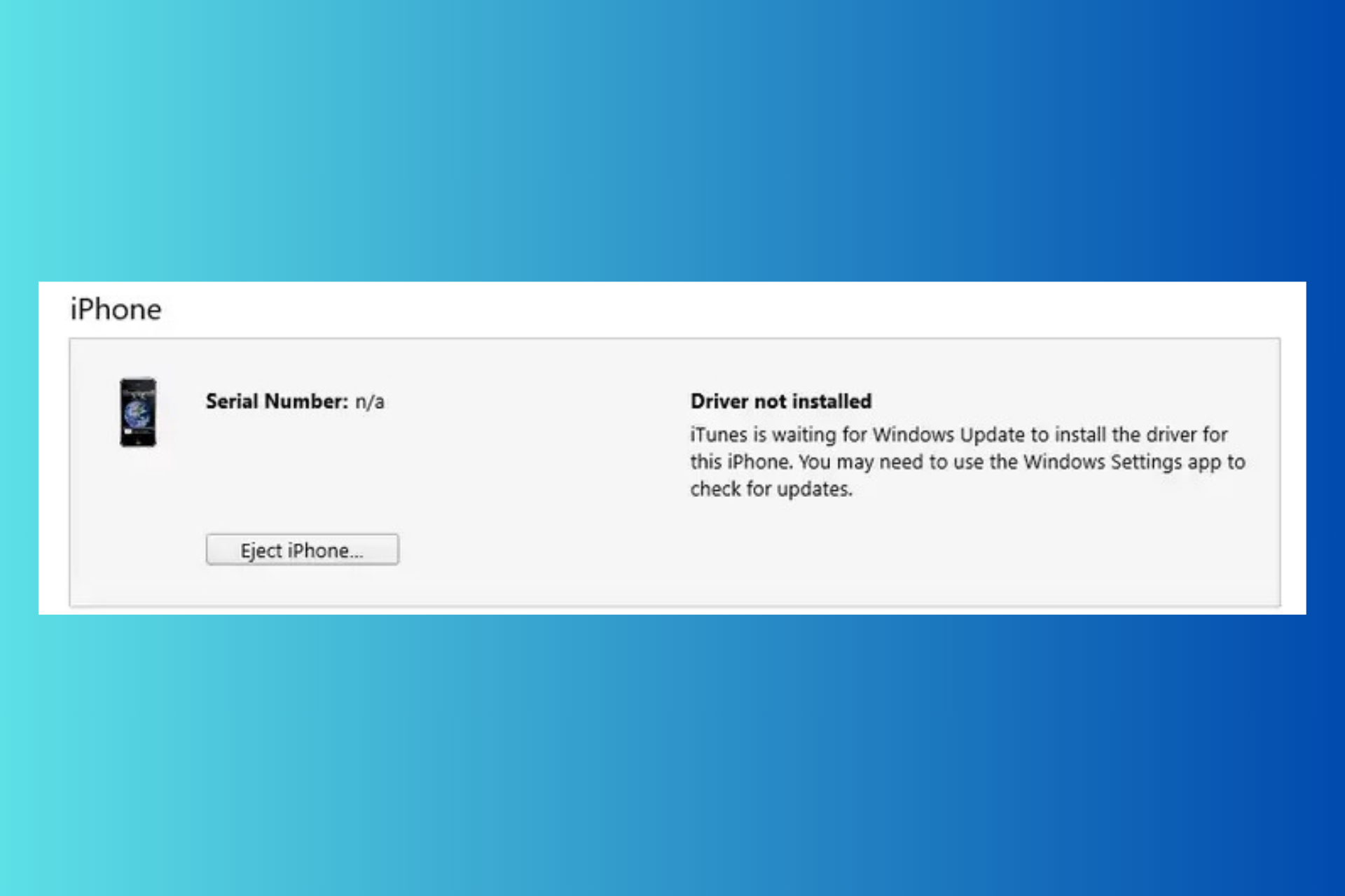 What to do if iTunes is waiting for Windows Update to install driver