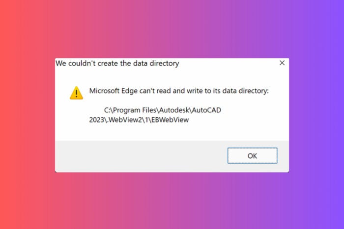 What do I do if Microsoft Edge can't read and write to its data directory error