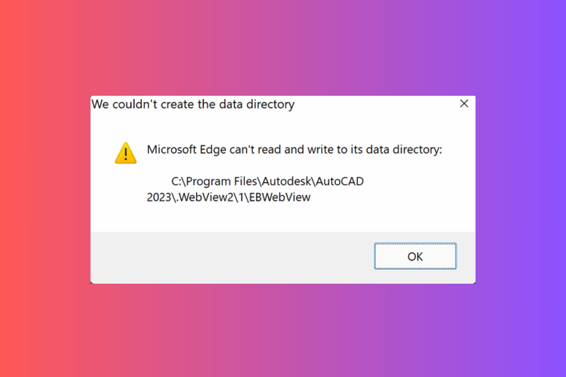 What do I do if Microsoft Edge can't read and write to its data directory error