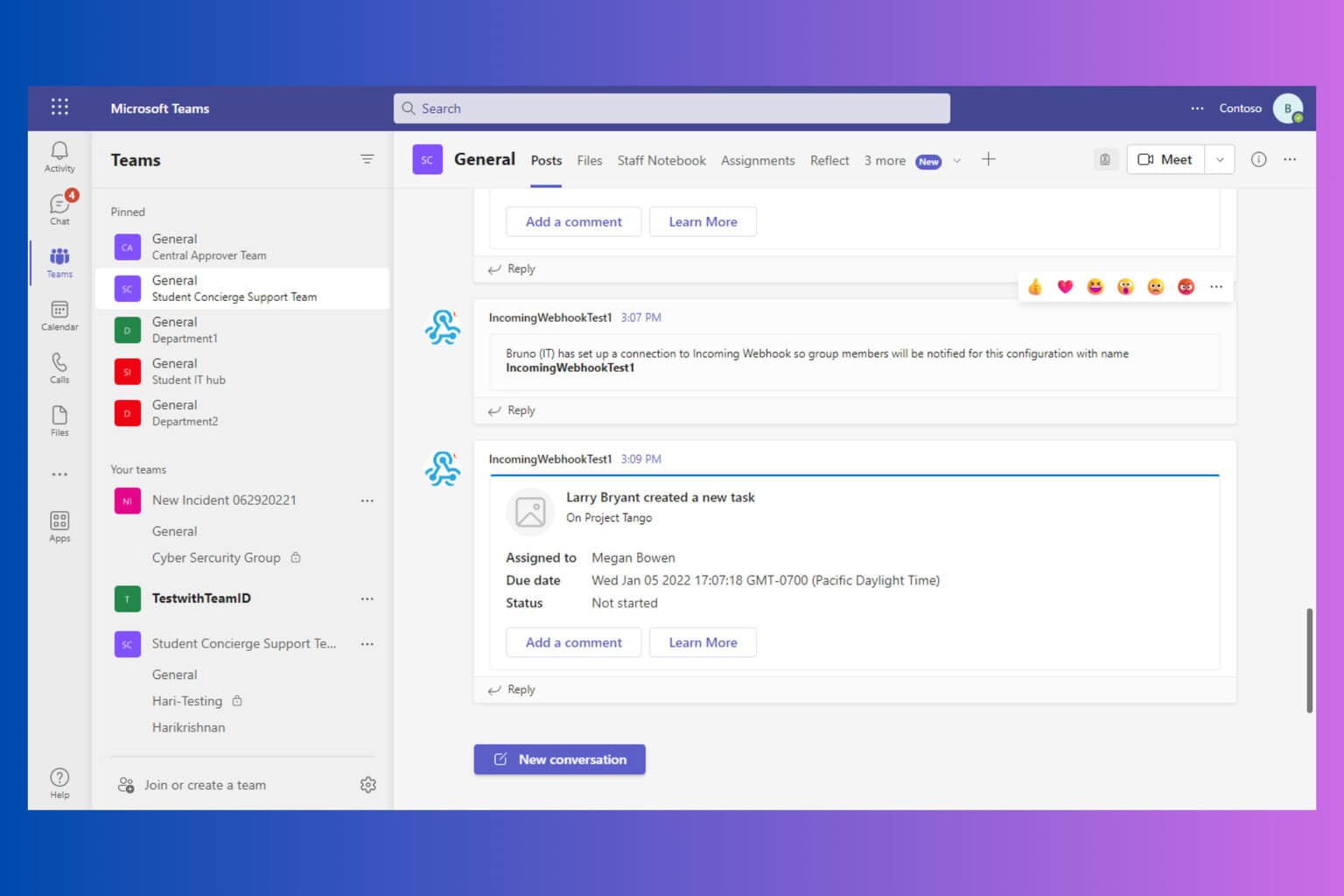 How to use incoming and outgoing webhooks in Microsoft Teams