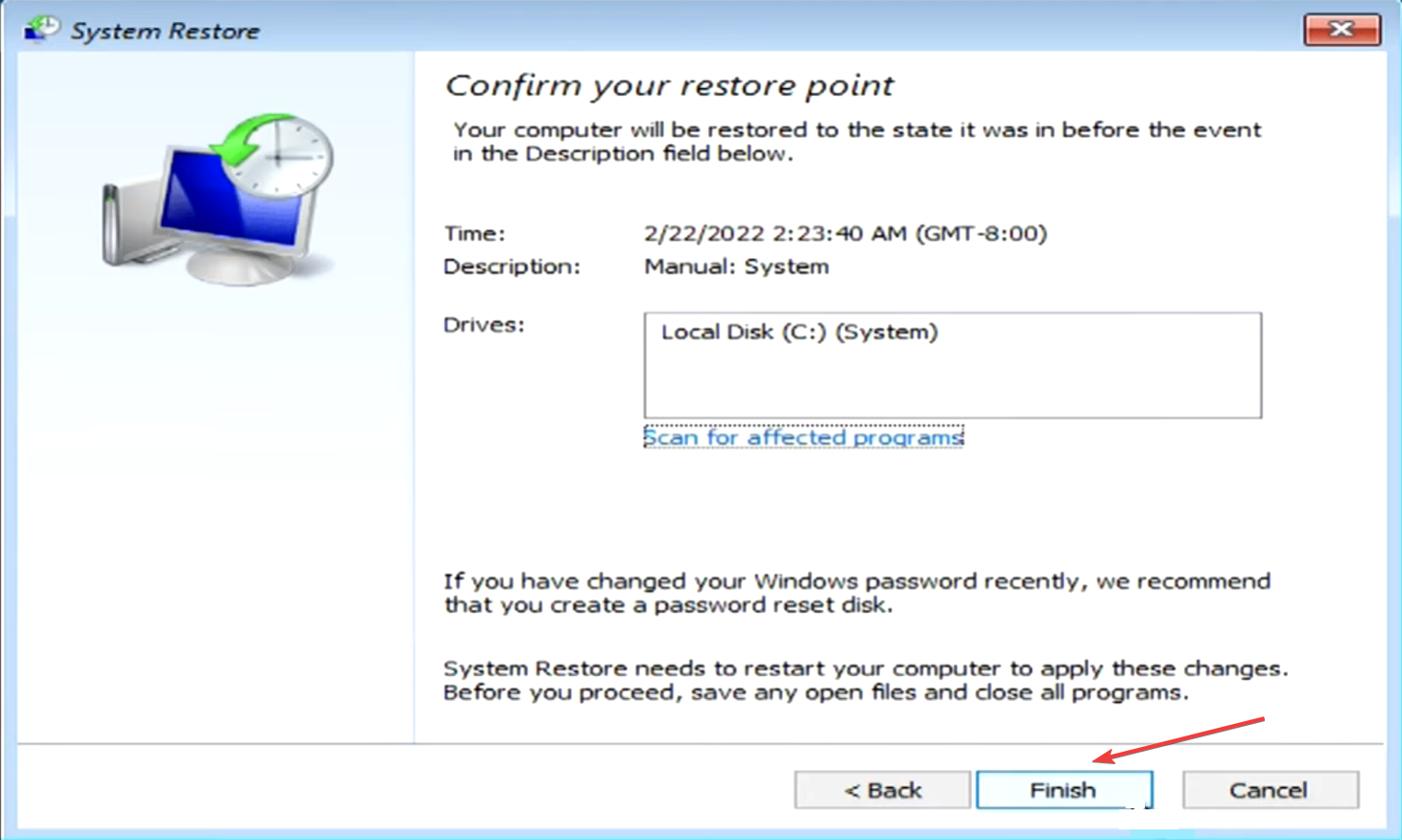 system restore to fix disk cleanup black screen