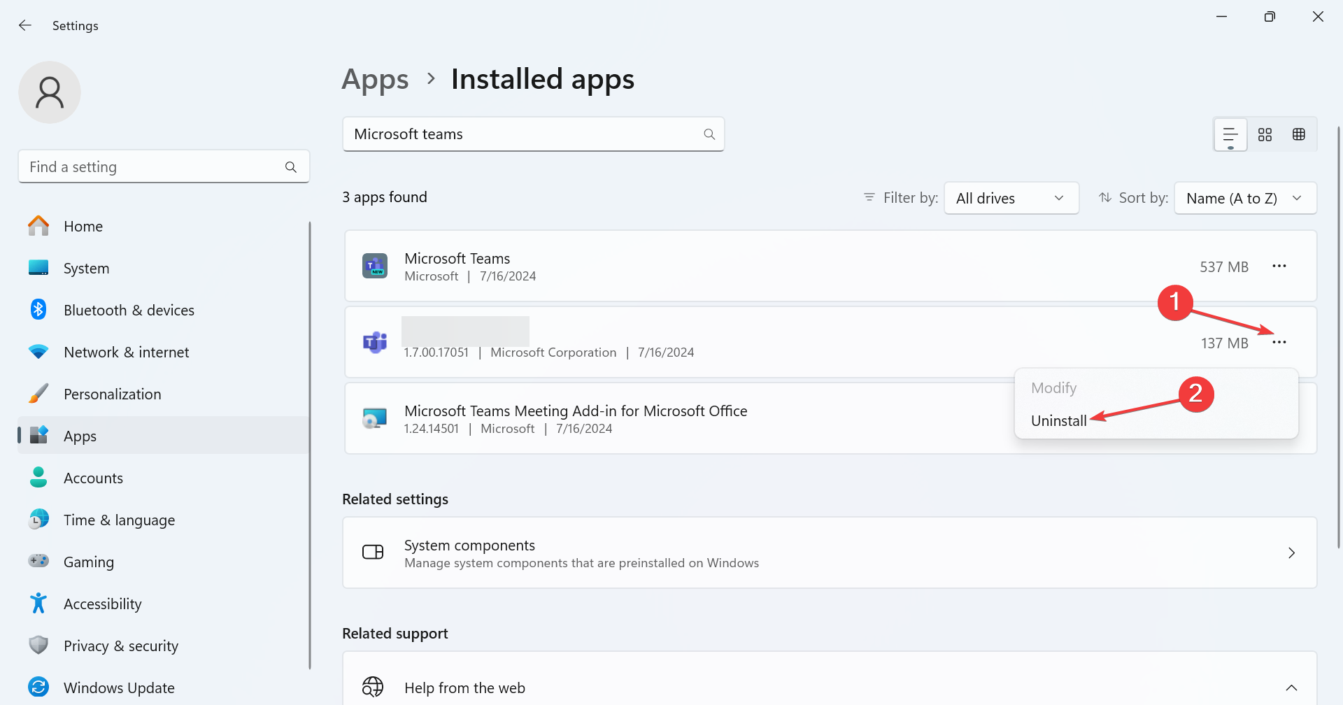 uninstall to fix microsoft teams unable to create meeting