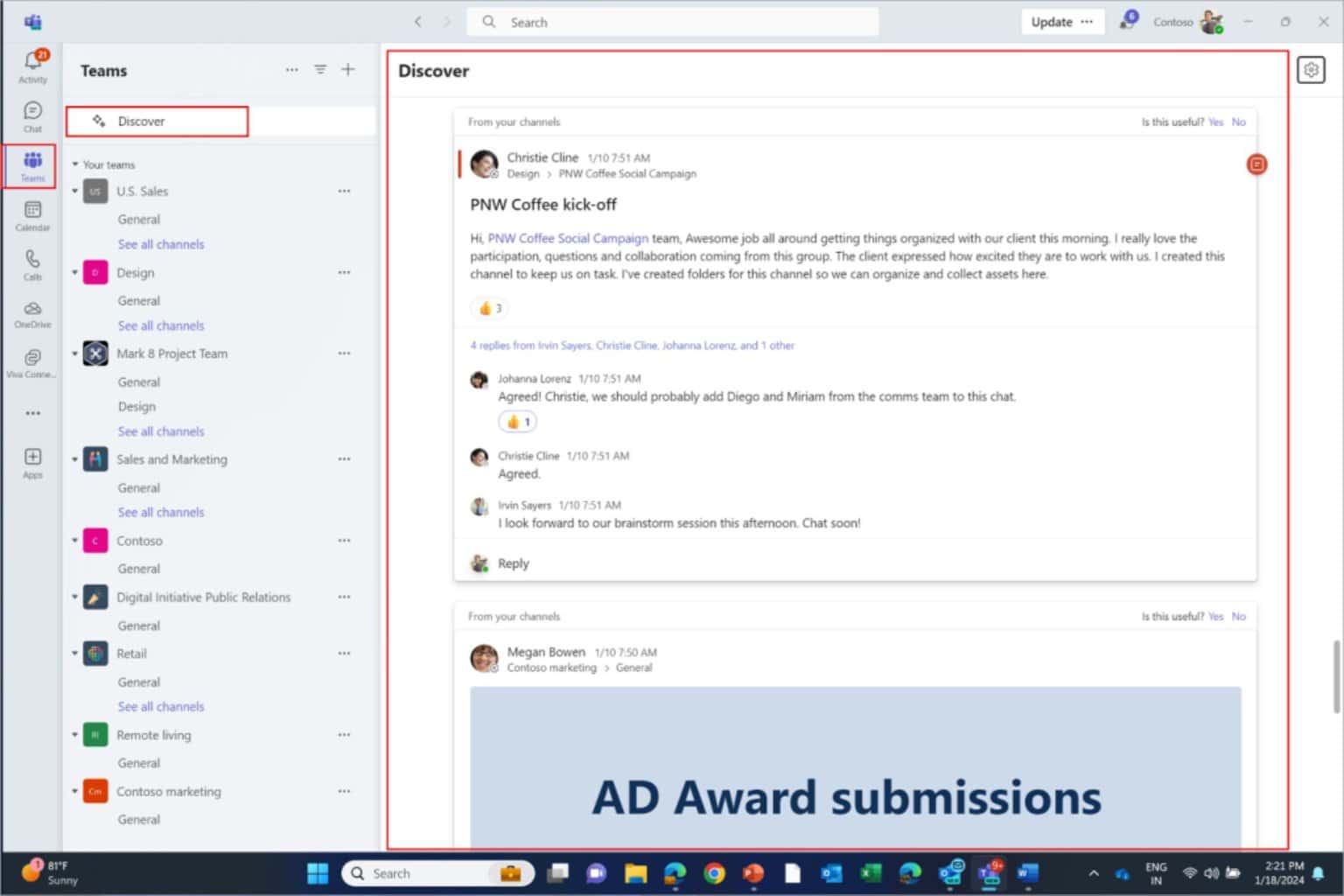microsoft teams discover feed