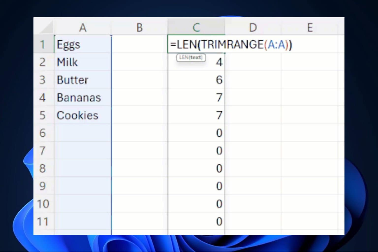 Microsoft Excel TRIMRANGE