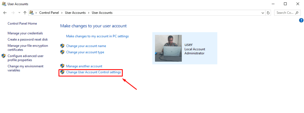 Change User Account Control settings.