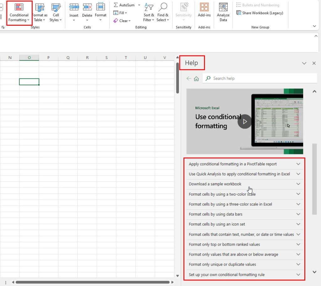 Conditional formatting help