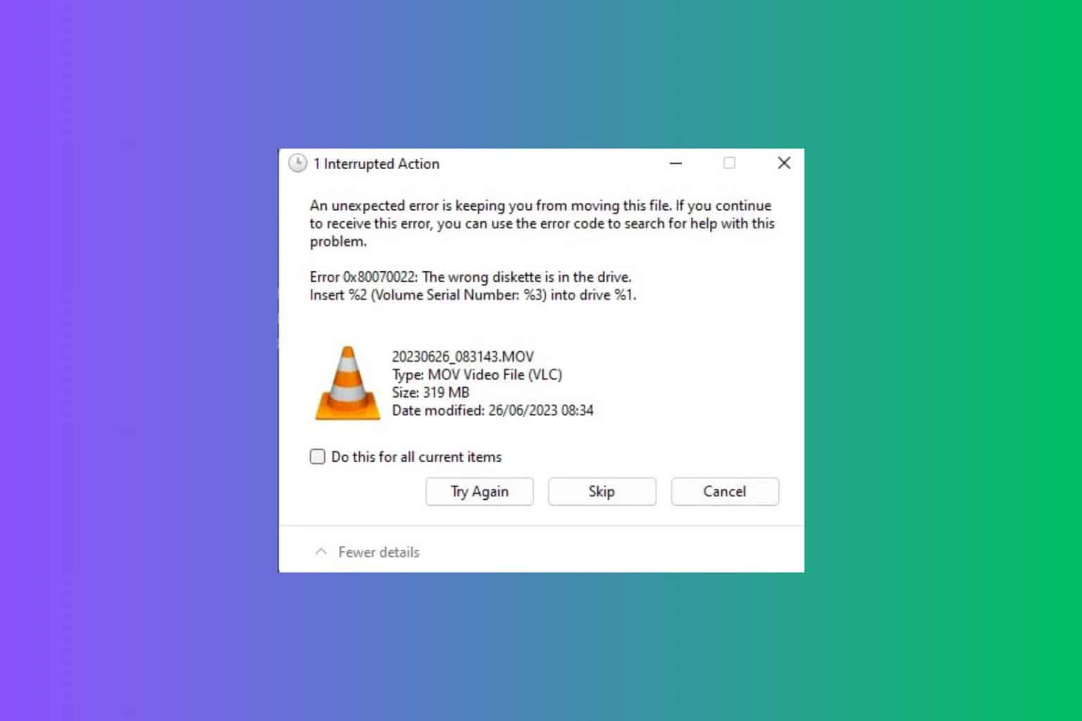 How to fix ERROR_WRONG_DISK