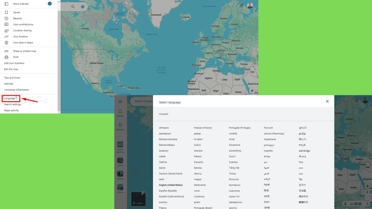 Google Maps PC Change Language