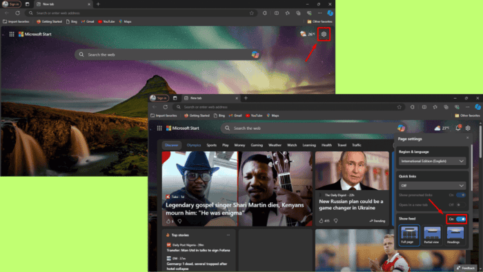 Microsoft Edge News Feed Not Working