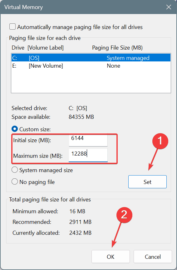 increase virtual memory to fix INTERRUPT_UNWIND_ATTEMPTED