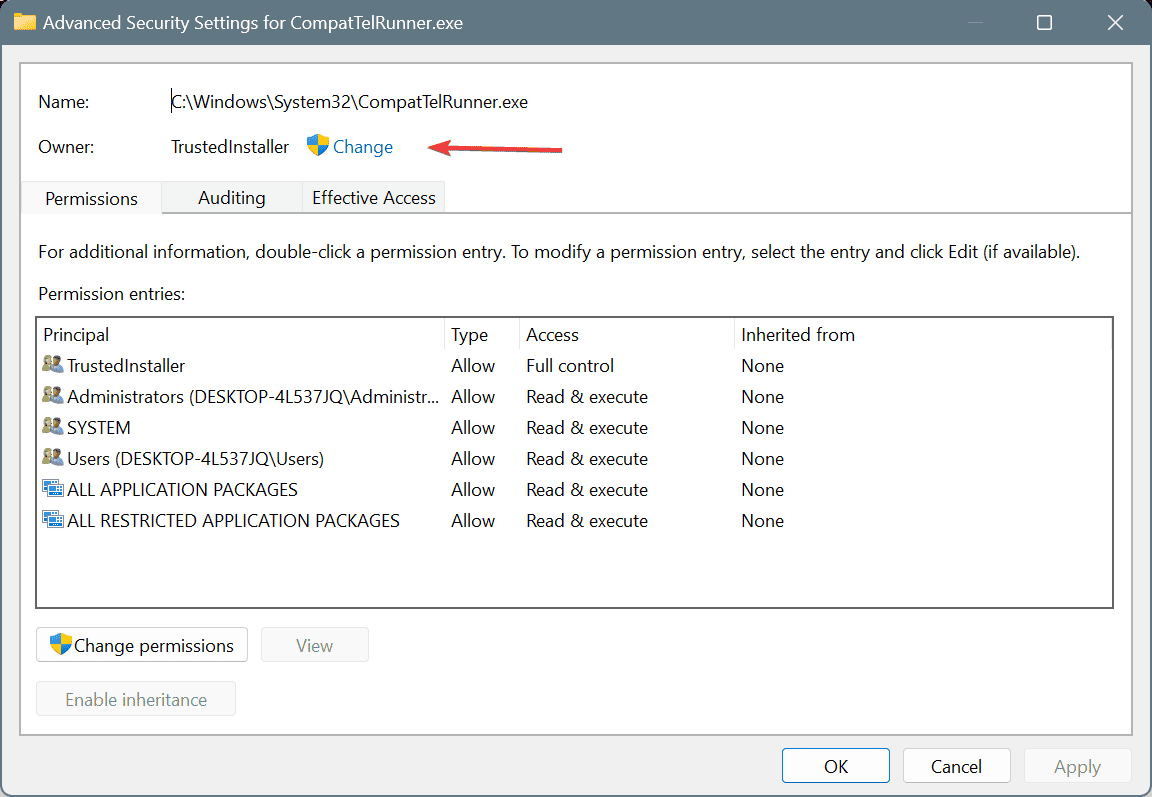 change owner to fix microsoft compatibility telemetry high disk usage