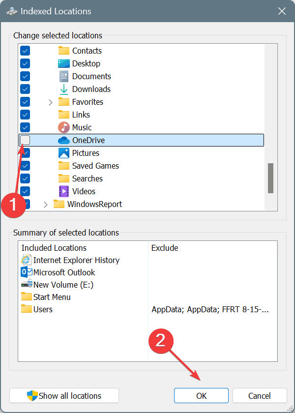 don't index onedrive to fix SearchFilterHost.exe