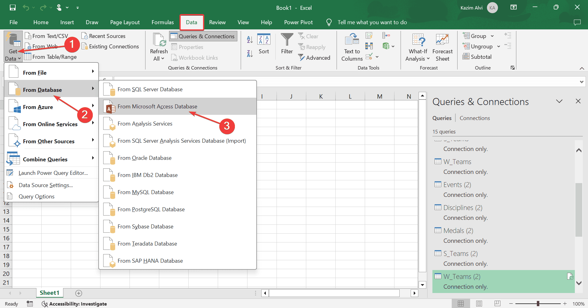 get data from accdb to excel