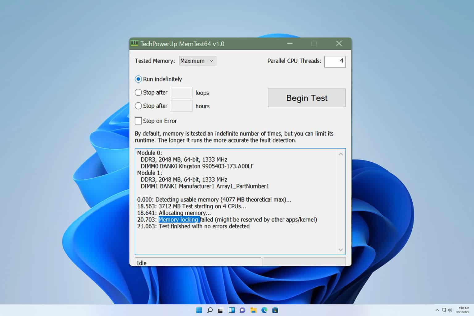 memtest64 memory locking failed