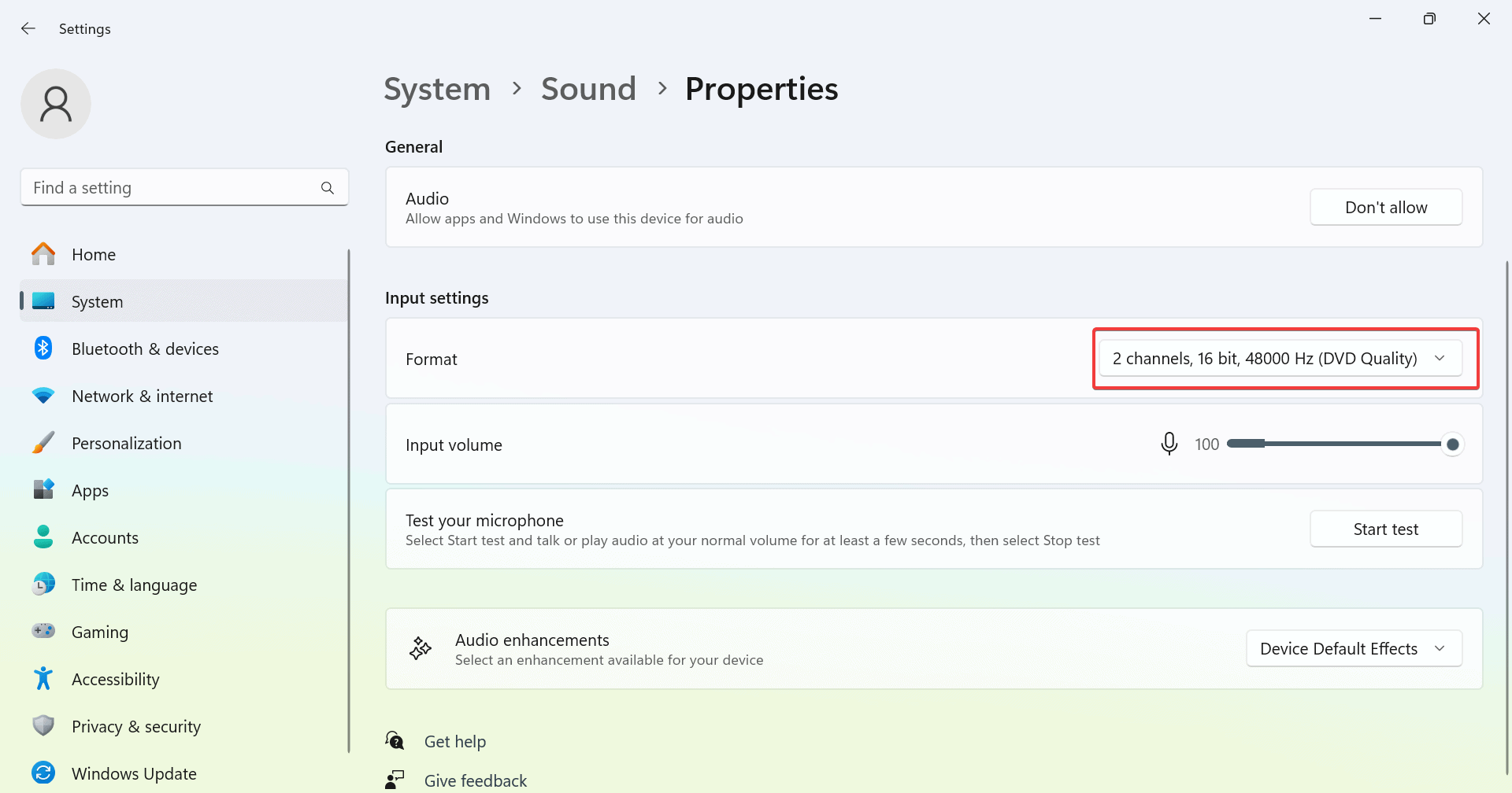 best microphone format settings for Windows 11