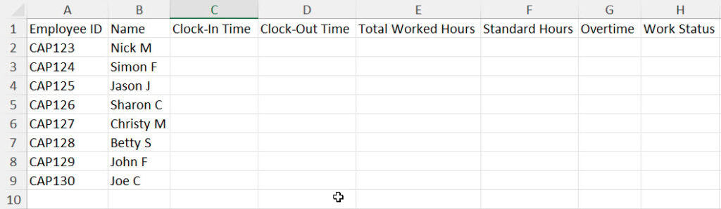 primary structure of the worksheet