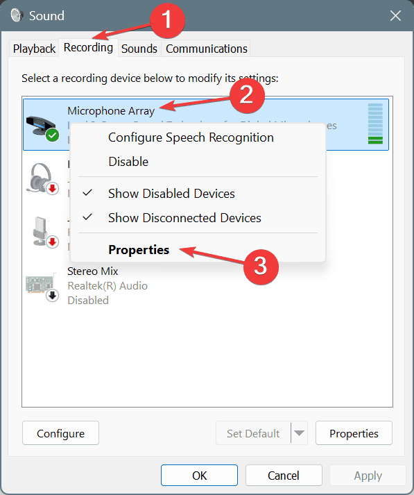 microphone properties